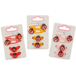 Mariehøne hårpynt - 4 stk. - Assorterede farver