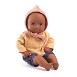 Mimosa - Mørk babydukke med blød krop - 32 cm