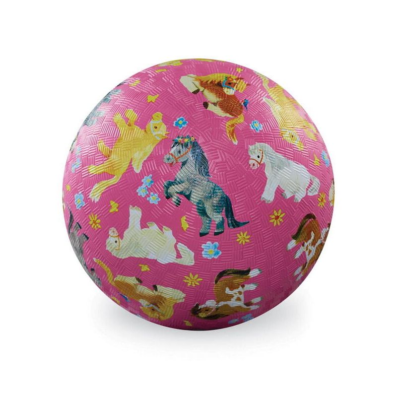 Lyserød bold med heste - Stor 18 cm