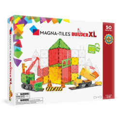 XL Builder med lastbiler & figur - Byggemagneter 50 stk.
