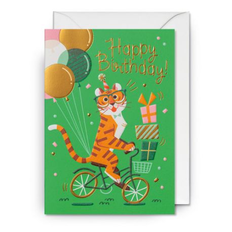 Tiger med balloner - Kort & kuvert