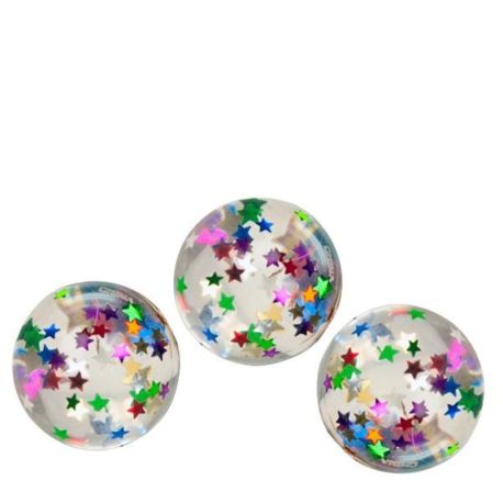 1 stk- Klar hoppebold med multi stjerner