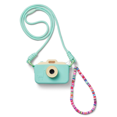 Lysegrøn-Gul digitalt børnekamera med stickers & perlesnor