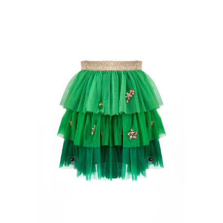 Juletræsnederdel med bjælder - Blødt tylskørt (4-6 år) Juletræsnederdel med bjælder - Blødt tylskørt (4-6 år)