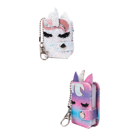 Mini Enhjørning bog med glitter & nøglering - Ass. farver