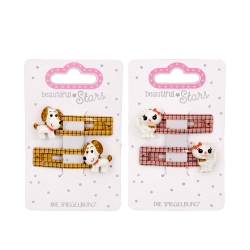 2 stk. Hunde hårklips med glimmer - Assortede farver