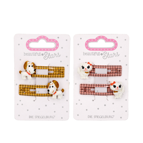 2 stk. Hunde hårklips med glimmer - Assortede farver