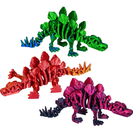 Stegosaurus dinosaur 3D printet - Assorterede farver
