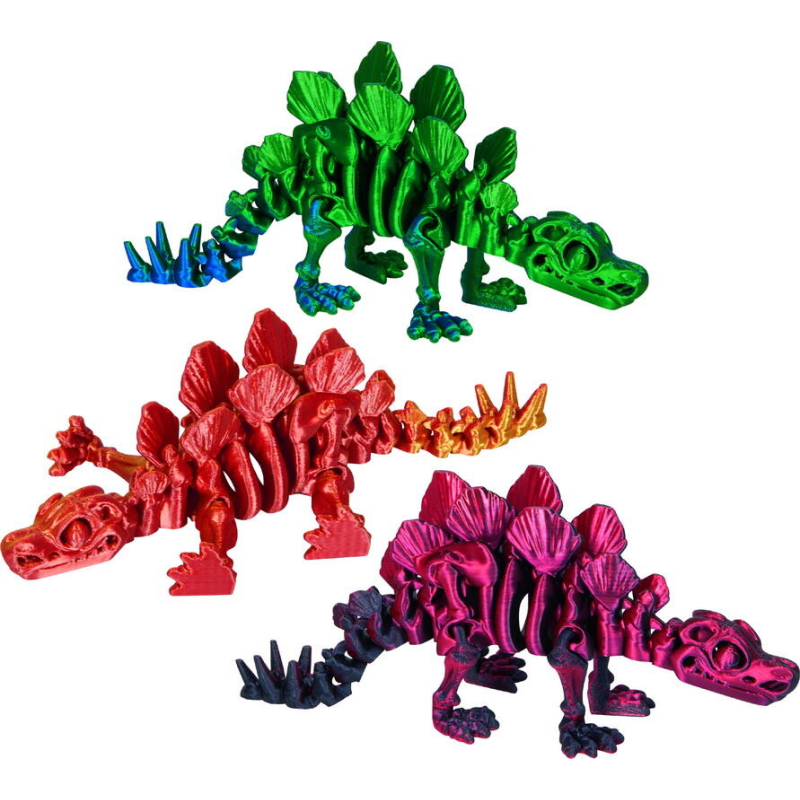 Stegosaurus dinosaur 3D printet - Assorterede farver