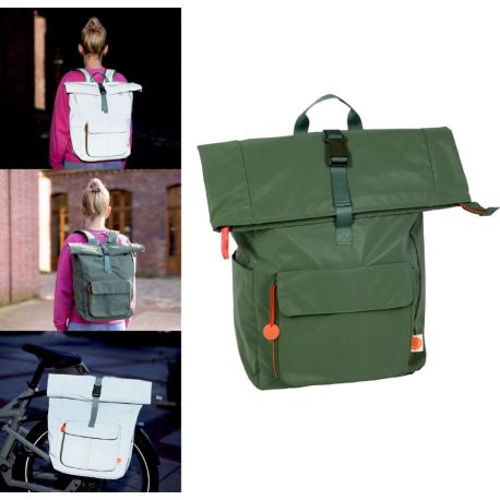 Armygrøn Glow in the dark rygsæk med cykelophæng