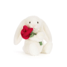 Hvid kanin med rose - Bashful bamse 23 cm