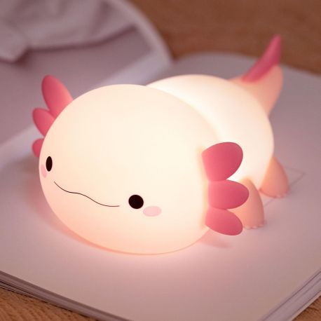 Rosa Axolotl LED natlampe i silikone