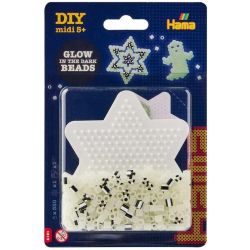 Selvlysende Midi perler & stjerne perleplade