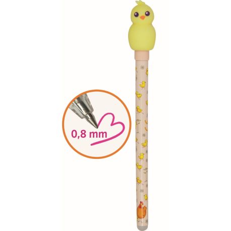 Gelpen med kylling & pink blæk