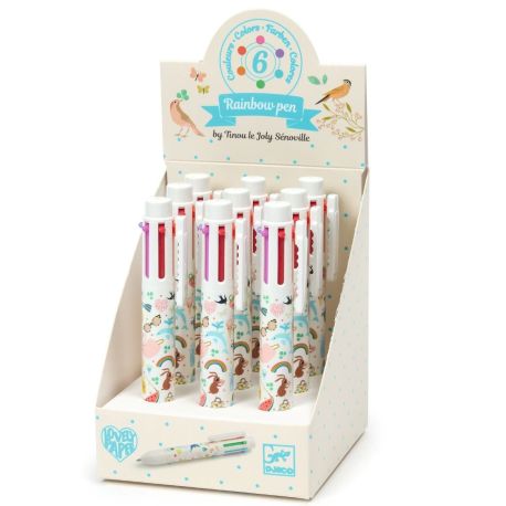 Regnbue kuglepen med 6 farver