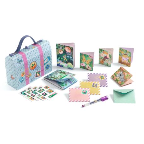 Marie lyseblå brevpapirskuffert - 16 dele