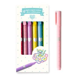 Glimmer tuscher med Sølvkontur – 6 stk.