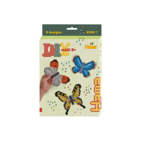 Sommerfugle - Æske med 2000 Midi perler & perleplade