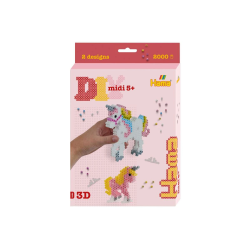 Enhjørninger 3D - Æske med 2000 Midi perler & perleplade