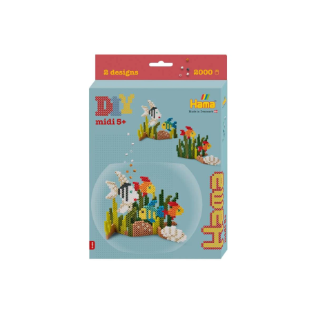 Akvarium - Æske med 2000 Midi perler & perleplade