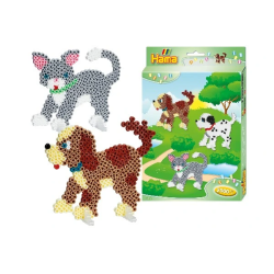 Hund & kat - Æske med 2000 Midi perler & perleplade