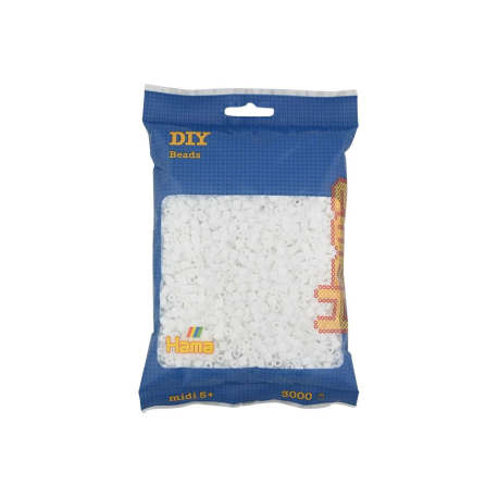 Hvide midi perler - 3000 stk. i pose