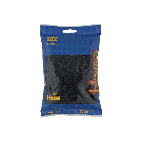 Sorte midi perler - 3000 stk. i pose