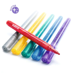 Glitter tusher klare farver - 6 stk.