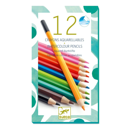 Akvarel farveblyanter - 12 klassiske farver