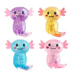 Squishy Axolotl vandsalamander med glitter - Assorterede farver