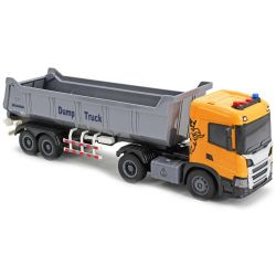 SCANIA Lastbil m. åbent lad, lys & lyd i orange og grå