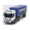 SCANIA Lastbil m. container, lys & lyd i hvid og blå