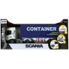 SCANIA Lastbil m. container, lys & lyd i hvid og blå