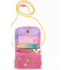 Fluffy pink pung med regnbue charms