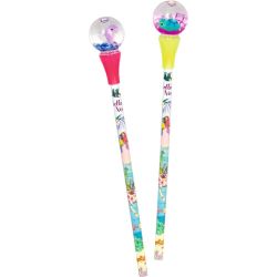 Blyant med snekugle på toppen med regnbue farve - delfin el. skildpadd