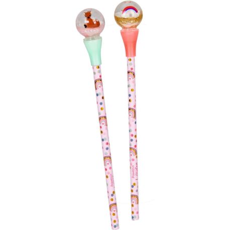 Blyant med snekugle på toppen med pink - regnbue el. dådyr