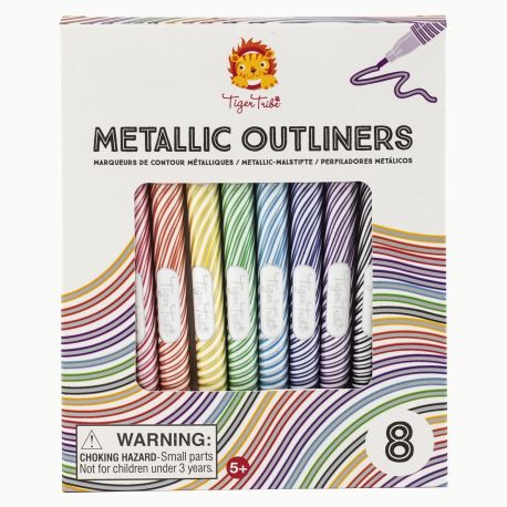 8 Metallic Outliners tuscher med dobbelt farveeffekt