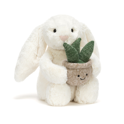 Hvid kanin med plante - Original Bashful bamse 31 cm