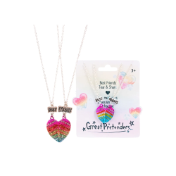 Regnbue hjerte venindehalskæder - 2 stk.