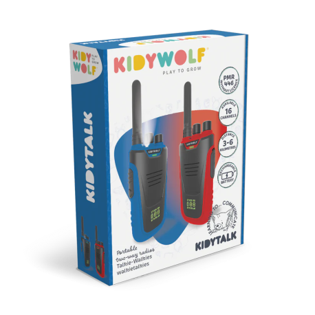 KidyTalk Duo – Blå & rød Walkie-talkies
