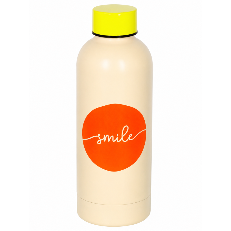 SMILE lysegul & neon orange termoflaske (500 ml)