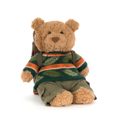 Bartholomew bjørn med sovepose & hiking tøj - Bamse 26 cm