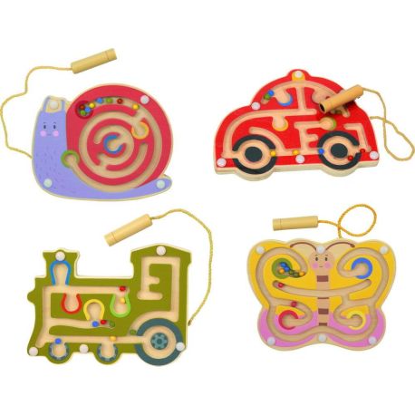Magnetisk trælabyrint - Assorterede designs