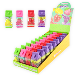 Juicekarton blyantspidser med duft og viskelæder - assorteret designs