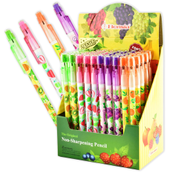 Frugt skub-frem blyant med viskelæder & frugtduft - Assorteret