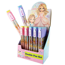 Prinsesse skub-frem blyant og kuglepen - Assorterede designs