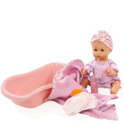 Flower power badedukke med tilbehør 33 cm - 9 dele