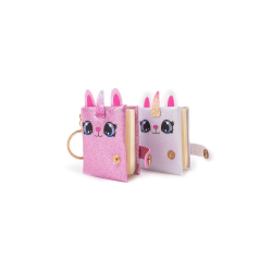 Mini Kat bog med glitter & nøglering - Ass. farver