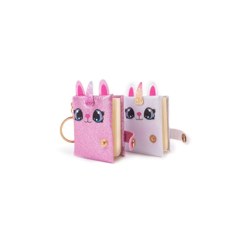 Mini Kat bog med glitter & nøglering - Ass. farver