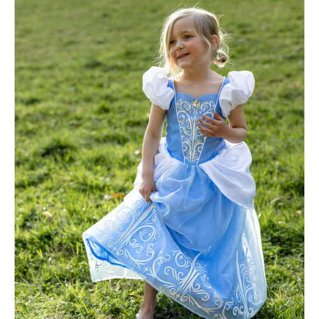 Askepot blå prinsessekjole (5-6 år)
